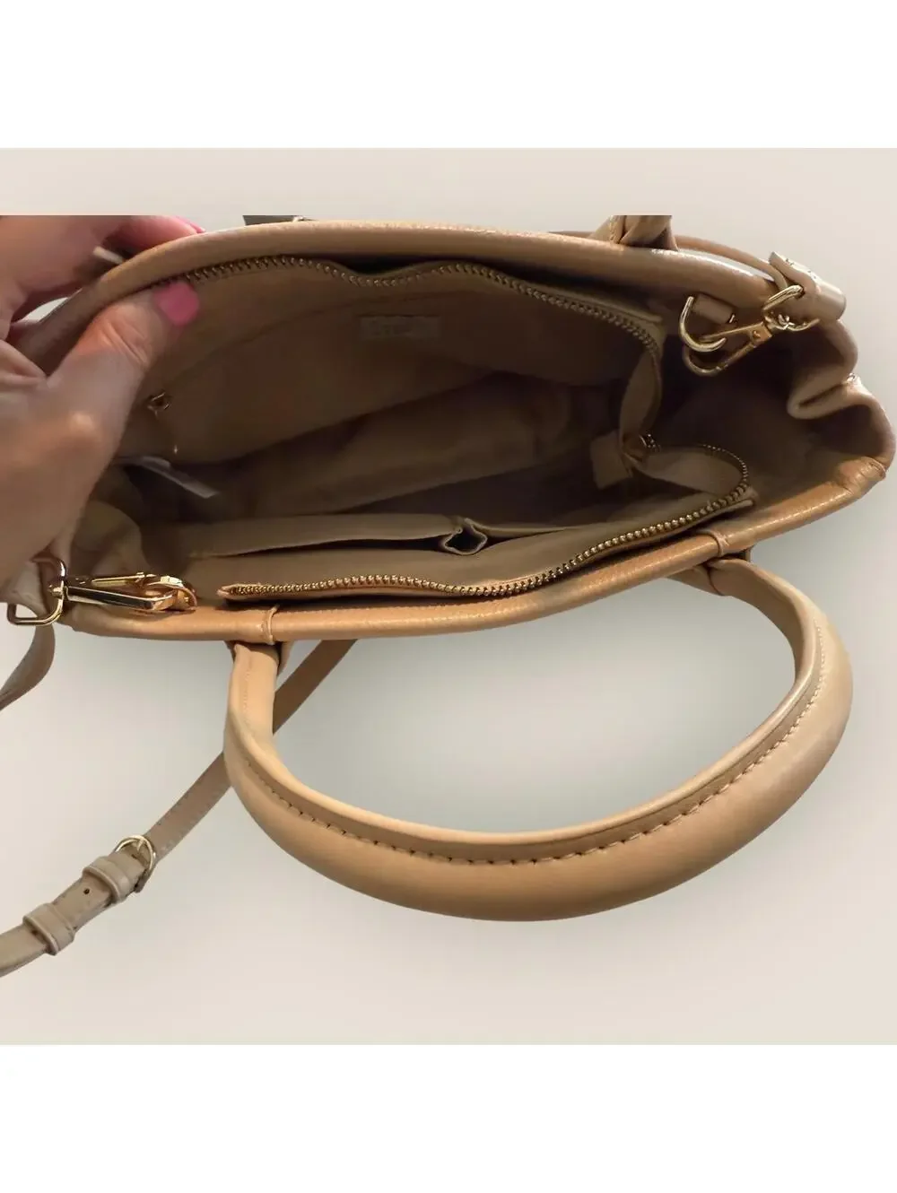 A New Day Tan Faux  Leather Women's Shoulder Bag Satchel